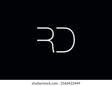 RD logo design vector icon template with black background