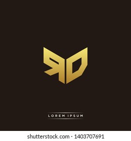 RD Logo Letter Initial Logo Designs Templete with Gold and Black Background