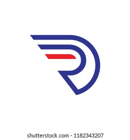RD logo letter with wing design