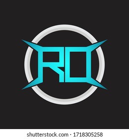 Monograma del logotipo RD con plantilla de diseño de forma circular y de cuatro ejes