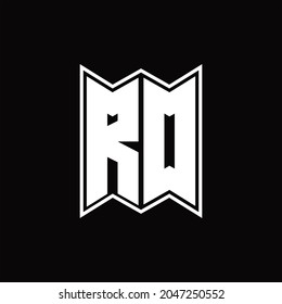 RD Logo monogram with emblem style design template on black background