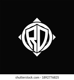 RD Logo monogram isolated circle rounded with compass shape on black background