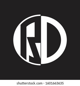 RD Logo monogram with Negative space style design tempate