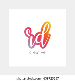 RD logo, vector. Useful as branding, app icon, alphabet combination, clip-art.
