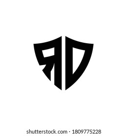 RD monogram logo with shield shape design template isolated on white background