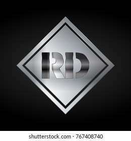 RD Monogram, Silver Logo, Metal Logo, Luxury, Elegant, Abstract, square