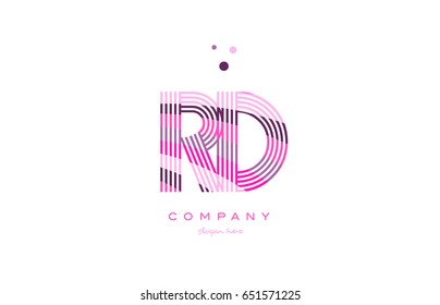 rd r d alphabet letter logo pink purple line font creative text dots company vector icon design template