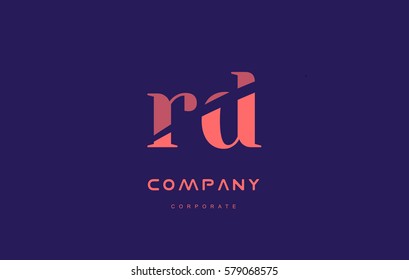 rd r d alphabet small letter blue pink creative design vector company logo icon template 