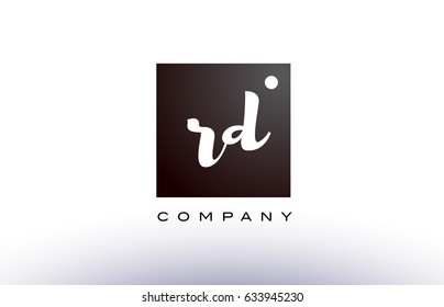 RD R D black white handwritten handwriting alphabet company letter logo square design template dot dots creative abstract