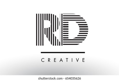 RD R D Black and White Letter Logo Design with Vertical and Horizontal Lines.