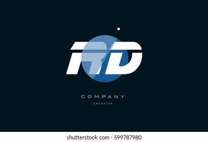 rd r d  blue circle dot big font alphabet company letter logo white design vector icon template 