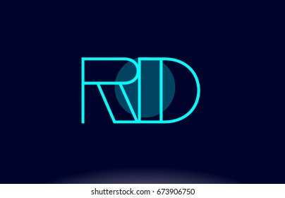 rd r d blue line circle letter logo alphabet creative company vector icon design template