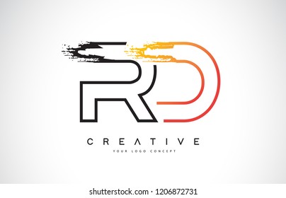 RD R D Creative Modern Logo Design Vetor with Orange and Black Colors. Monogram Stroke Letter Design.