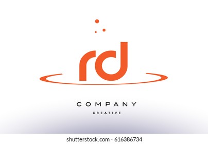 RD R D creative orange swoosh dots alphabet company letter logo design vector icon template