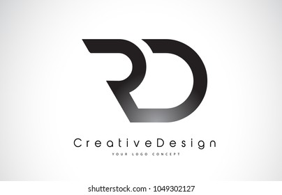 RD R D Letter Logo Design in Black Colors. Creative Modern Letters Vector Icon Logo Illustration.