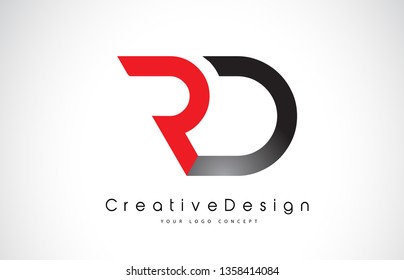 RD R D Letter Logo Design in Black Colors. Creative Modern Letters Vector Icon Logo Illustration.