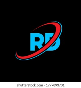 RD R D letter logo design. Initial letter RD linked circle uppercase monogram logo red and blue. RD logo, R D design. rd, r d