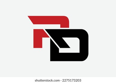 RD R D Letter Logo Design in Red and Black Colors. Creative Modern Letters Vector Icon Logo Illustration.