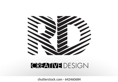 RD R D Lines Letter Design with Creative Elegant Zebra Vector Illustration.