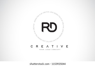 RD R D Logo Design with Black and White Creative Icon Text Letter Vector.