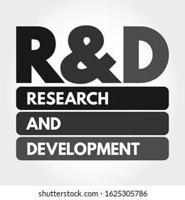 R&D - Research and Development acronym, business concept background