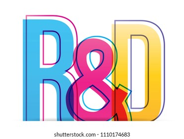 R&D : Research and development word lettering typography design illustration