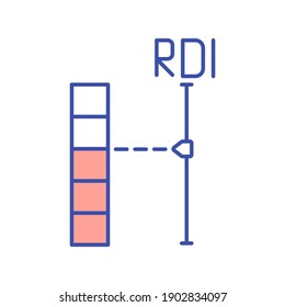 RDI Excess Level RGB Color Icon. Reference Daily Intake Of Vitamin. Food And Dietary Supplement Measurement. Health Care. Medical Measure. Nutritionology Treatment. Isolated Vector Illustration