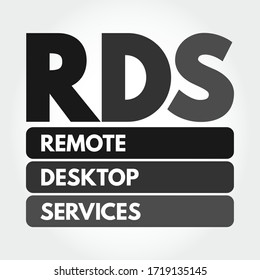 RDS - Remote Desktop Services acronym, technology concept background