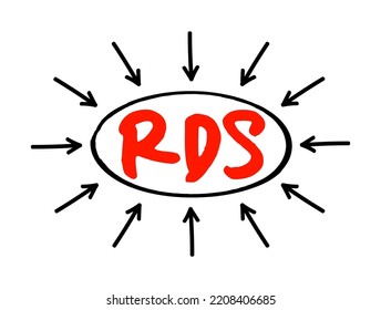 RDS - Remote Desktop Services acronym text with arrows, technology concept background