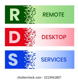 RDS - Remote Desktop Services acronym, business concept background. Vector illustration for website banner, marketing materials, business presentation, online advertising.