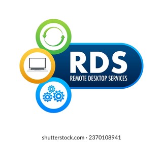 RDS - Remote Desktop Services, online advertising. Vector stock illustration