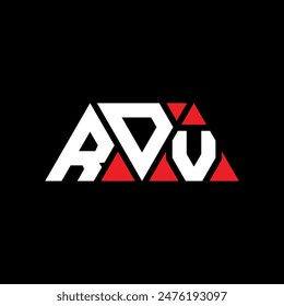 RDV triangle letter logo design with triangle shape. RDV triangle logo design monogram. RDV triangle vector logo template with red color. RDV triangular logo Simple, Elegant, and Luxurious design.