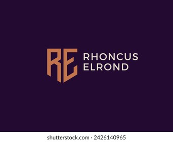 RE. Monogram of Two letters R and E. Luxury, simple, minimal and elegant RE logo design. Vector illustration template.