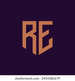 RE. Monogram of Two letters R and E. Luxury, simple, minimal and elegant RE logo design. Vector illustration template.