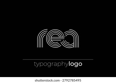 REA modern geometric typography logo. Modern and stylish composition featuring a monochromatic typography logo illustration designed with intricate lines.