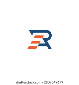 REA monogram logo with dark blue and orange color.