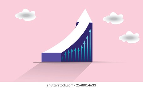 Alcance o sucesso empresarial no topo do gráfico. Conceito empresarial de metas, sucesso estrada vetor ilustração design fundo