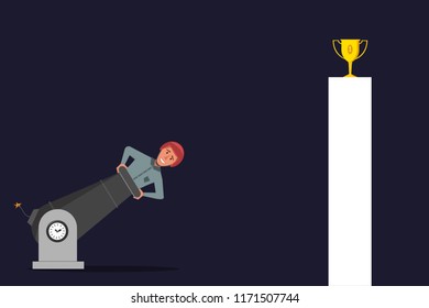 Reach the goal business concept vector. Path to success illustration.