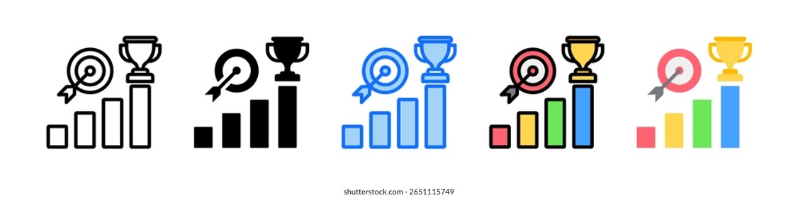Reach Goal Icon Set Multiple Style Collection