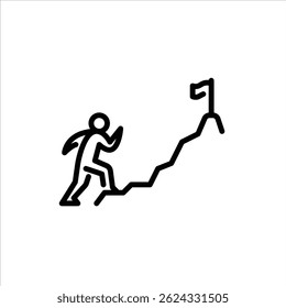 reach goal outline icon. figure challenge line art illustration.