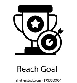 Reach goal vector star trophy with target in filled style 