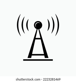 Reach Icon. Radius, Signal Range Service. Transmitter Tower Symbol.