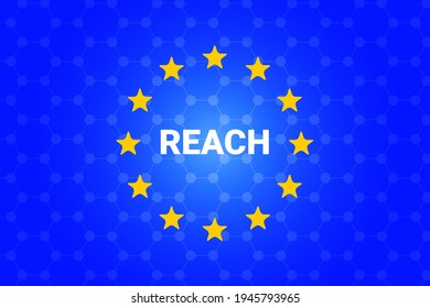 REACH - Registration, Evaluation, Authorisation and Restriction of Chemicals. European Union regulation. Vector illustration