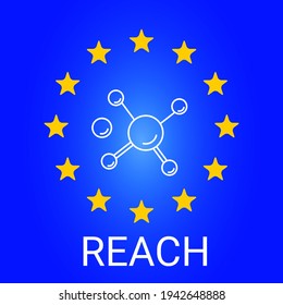 REACH - Registrierung, Bewertung, Zulassung und Beschränkung chemischer Stoffe. Verordnung der Europäischen Union. Vektorgrafik