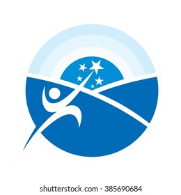 reach star logo vector. success people icon.