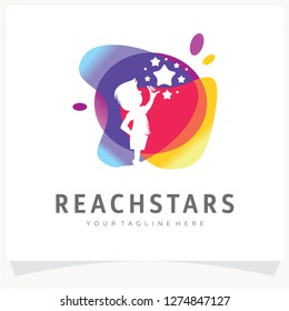 Reach Stars Colorful Logo Design Template Inspiration, App Icon Design