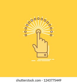 reach, Touch, destination, digital, analytic Flat Line Filled Icon. Beautiful Logo button over yellow background for UI and UX, website or mobile application