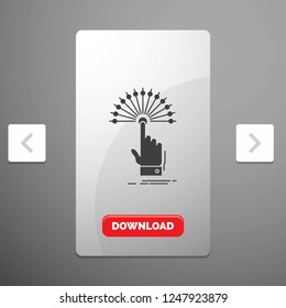reach, Touch, destination, digital, analytic Glyph Icon in Carousal Pagination Slider Design & Red Download Button