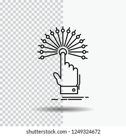 reach, Touch, destination, digital, analytic Line Icon on Transparent Background. Black Icon Vector Illustration