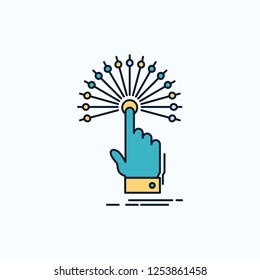 reach, Touch, destination, digital, analytic Flat Icon. green and Yellow sign and symbols for website and Mobile appliation. vector illustration